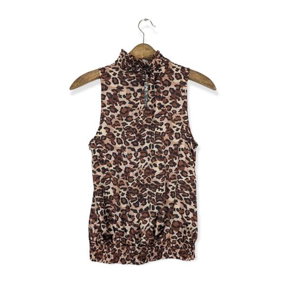 Waverly Grey Leopard Print Mock Neck Sleeveless Top - Picture 2 of 7